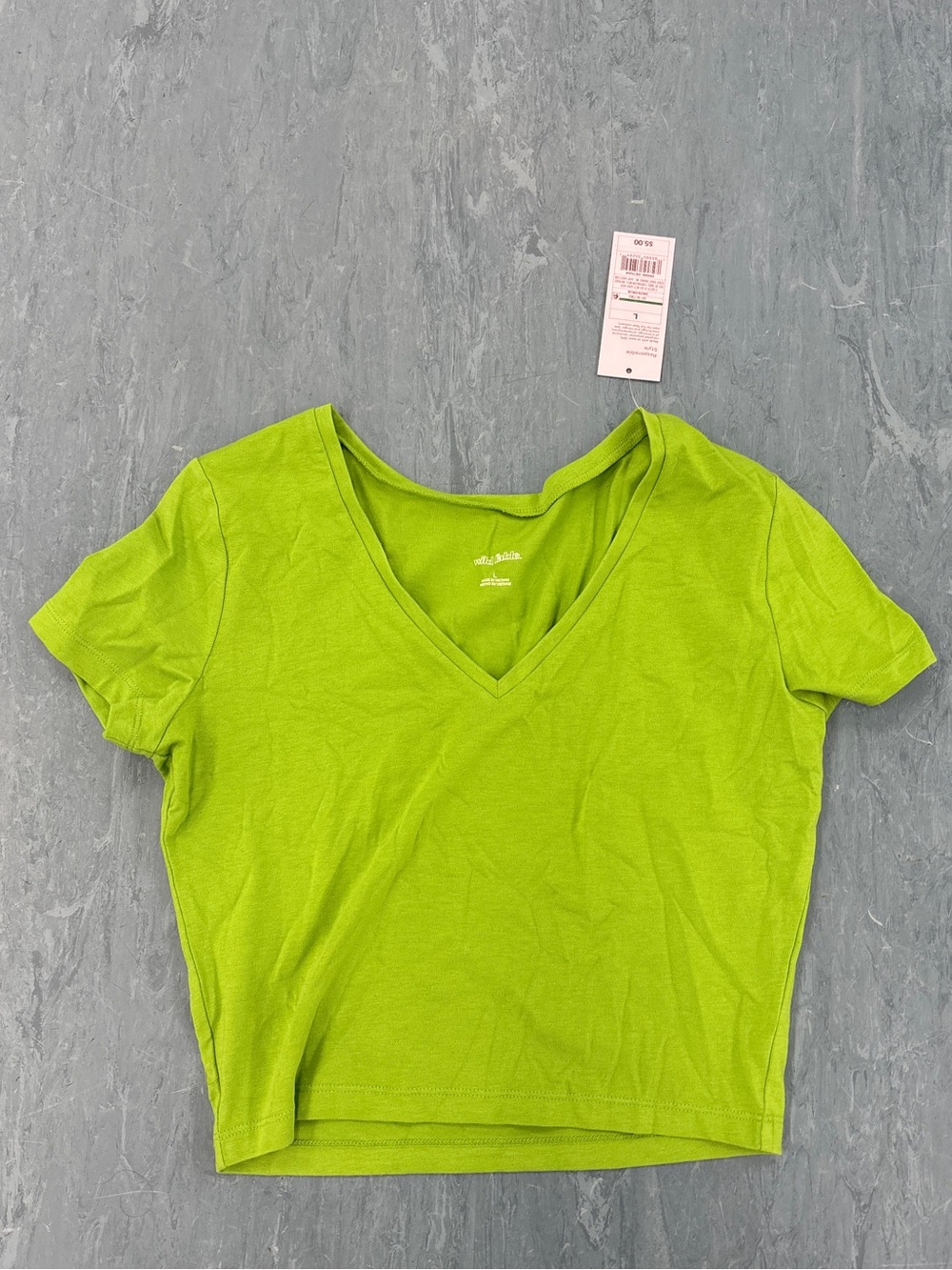 wild fable Lime Green V-Neck Cropped Tee